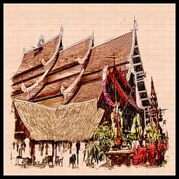 Thai Themple with Border