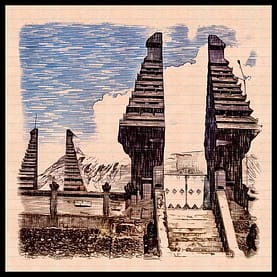 Temple at Gunung Bromo with Border