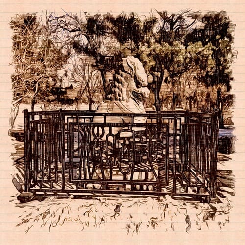 Caged Statue