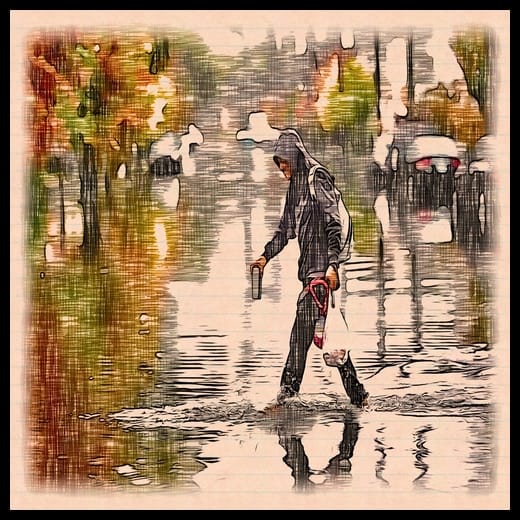 Man in Rain with Border - CamZhu