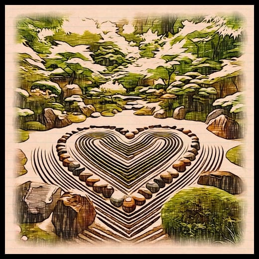 Zen Garden Heart with Border - CamZhu