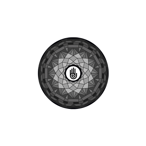 Healing Hand Mandala in monochrome