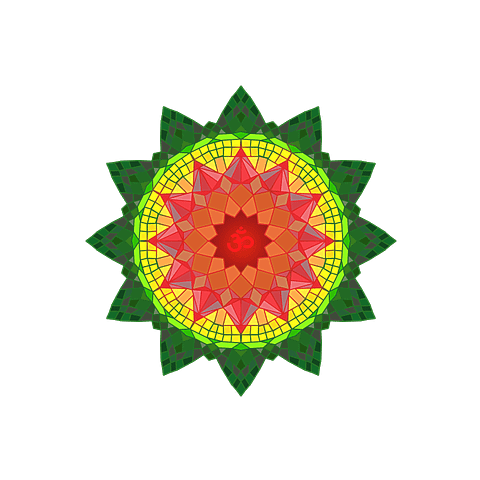 Om Mandala in Red Yellow and Green