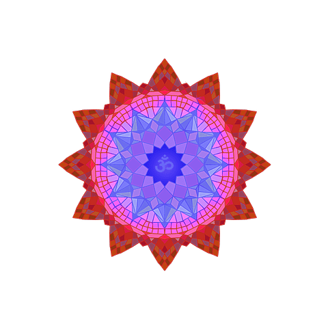 Om Mandala in Blue and Red