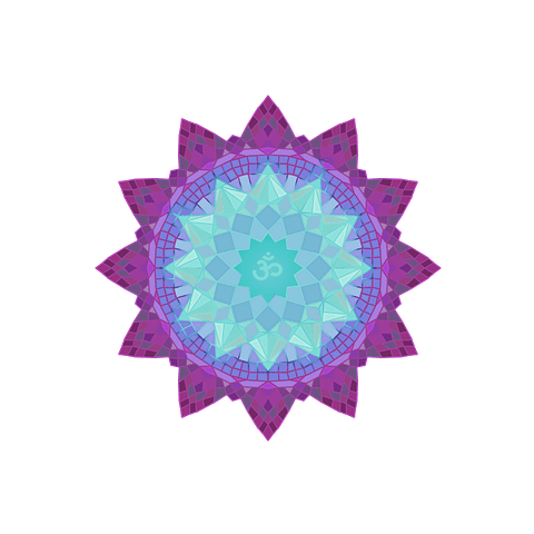 Om Mandala in Pastel Blue and Purple