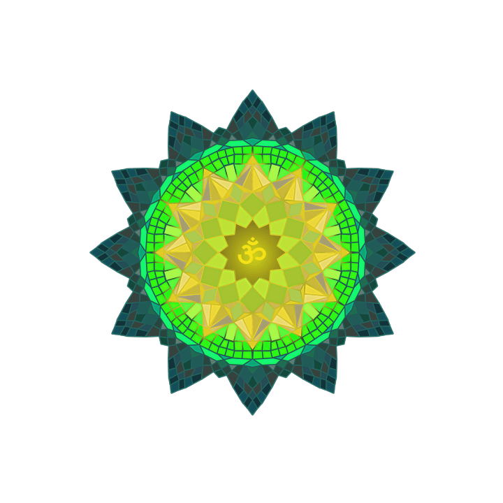 Om Mandala in Yellow and Green