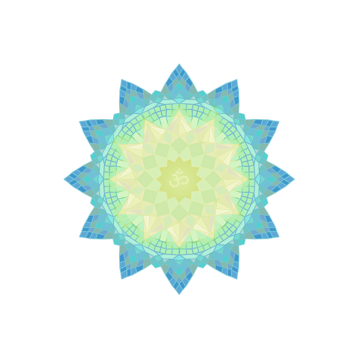 Om Mandala in Pastel Yellow and Blue